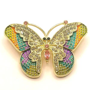 Broche Mariposa Multicolor Estrás y Esmalte 2"x 1.50" Sin Marca - Imagen 1 de 5
