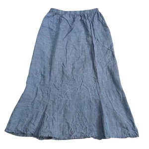 Flachs Leinen Rock großzügig minimalistisch lila blau Maxi Gr. M *seltene Farbe - Bild 1 von 6
