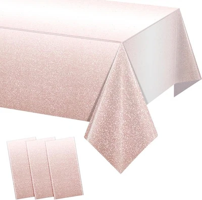 3 Pack Ombre Rose Gold Plastic Tablecloth for Parties, 3 Pack,  - Image 1 of 4