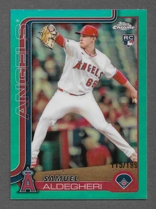 2025 Topps Chrome Baseball #59 Samuel Aldegheri RC TRUE AQUA Refractor card /199 - Picture 1 of 2