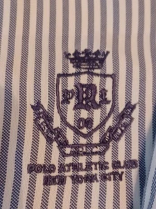 Ralph Lauren Shirt Mens Medium Blue Classic Fit Athletic Club New York Crest - Picture 1 of 8