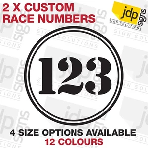 2 X INDIVIDUELLE RUNDE RENNNUMMERN VINYL-AUFKLEBER MOTOCROSS-KART-AUFKLEBER MX DIRT BIKE - Bild 1 von 12