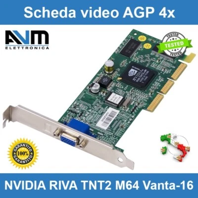 Scheda video AGP 4x NVIDIA RIVA TNT2 M64 Vanta-16 16MB VGA Gigabyte Sparkle MSI - Immagine 1 di 4