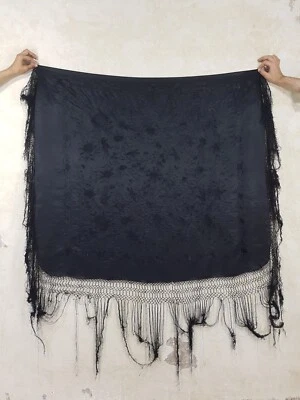 Antiguo chal chino bordado a mano floral para piano 115x104 cm Foto 1 de 4