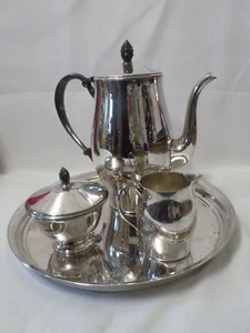 Vintage F.B. Rogers Silver Co Paul Revere Reproduktion Kaffeeservice mit rundem Tablett - Bild 1 von 20