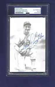 Enos Slaughter Autographed Postcard Photo PSA SLAB St Louis Cardinals Baseball - Picture 1 of 1