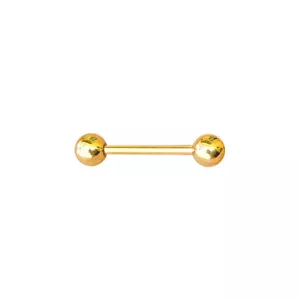 14K Solid Yellow Gold 14GA Nipple Ring Tongue Barbell 12MM Bar Piercings Jewelry - Picture 1 of 10