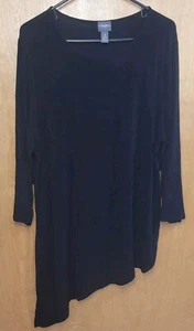 Chicos Travelers Damen Tunika Top Größe 3 schräg asymmetrischer Saum seitlich geschlitzt schwarz - Bild 1 von 6