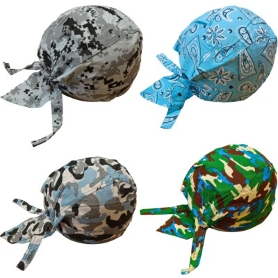 4pc Set Durag Skull Cap Head Wrap Biker Motorcycle Du Do Paisley Bandana Doo Rag - Image 1 of 4