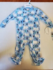 New Absorba Infant Blue Polar Bear Print Sleeper Pajamas size 6/9 months - Bild 1 von 3