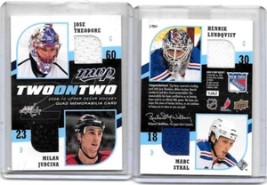 H.LUNDQVIST,M.STAAL,J.THEODORE,M.JURCINA 2009-10 UD MVP 2 ON 2 GAME QUAD JERSEYS - Picture 1 of 1