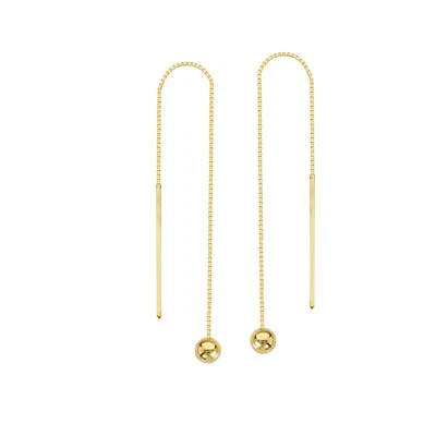 Ball Drop Dangle Threader Earrings 14K Solid Gold Women Long Box Chain Earrings - Image 1 of 4