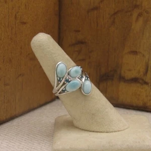 Anillo de plata de ley con topacio facetado y larimar talla 6,75 - Imagen 1 de 5