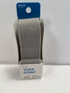 Evolve Yoga Strap Gray 6 Feet Machine Washable 100% Polyester Durable D-Ring - Picture 1 of 4