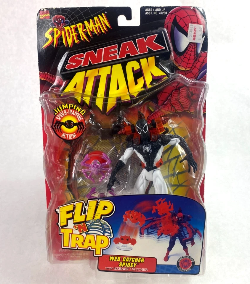 Figura de acción Web Catcher Flip 'N Trap Spider-Man Sneak Attack nueva Toybiz 1998 Foto 1 de 2