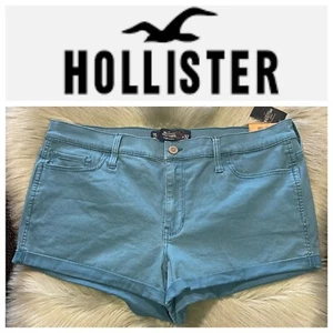 NWT Hollister Short Short High Rise Size 15 Teal Soft Feel Fixed Roll Hem Nice! - Picture 1 of 10