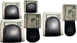 Lot of 6 Leather Money Clips magnetic money clip, Holds a stock of bills new - Picture 1 of 12
