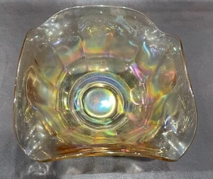 Vintage Imperial Wide Panel Clambroth Carnival Glass 9 inch Four Corner Bowl - Picture 1 of 3