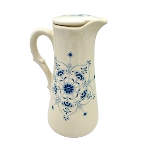 Ciotola caraffa cioccolato ceramica bianca con caffettiera blu - Foto 1 di 9