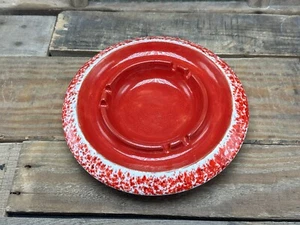 Vintage Mid-Century Modern Style Ashtray Red & White Speckles Pottery unique - Picture 1 of 5