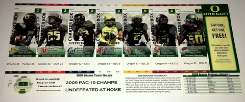 OREGON DUCKS FOOTBALL 2009 CHARTER BOX SEASON TICKETS UNCUT SHEET PLAYER PHOTOS Cover