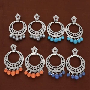 Deslumbrantes pendientes de aro de perlas de circonita cúbica para mujer - Imagen 1 de 36