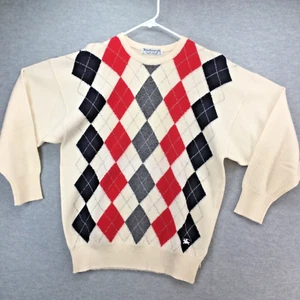 Vintage Burberrys Argyle Lambswool Sweater Made In Scotland White Size 42 - Picture 1 of 10
