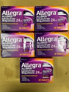 5 New Allegra Allergy 180mg Antihistamine 24HR - 30 Tablets Each Box Exp. 03/25+ - Picture 1 of 1
