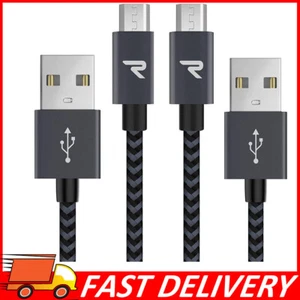 2 Pack Micro USB Cable 3.3ft Fast Charging & Sync Android Charger Braided Nylon - Picture 1 of 8