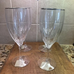 LENOX Firelight Platinum Trim Crystal Iced Beverage Glasses - set Of 4 - Picture 1 of 4