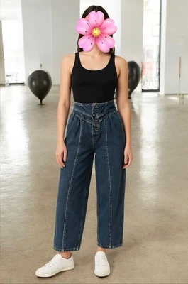 Vintage High-Waist Jeans mit Knopfleiste - Bild 1 von 2