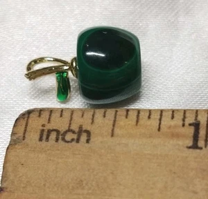Tiny Carved Malachite apple pendant natural stone - Picture 1 of 5