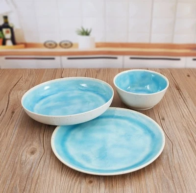 Better Homes & Gardens Reactive Crackle Teal Dinner Plates (24) - Image 1 of 4
