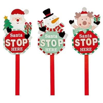 PREMIER DECORATIONS Christmas Premier Santa Stop Here Sign 68cm - 3 Assorted Designs (1 Sent)