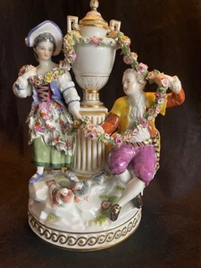 Stunning Antique Old Meissen Figurine 1St Class 8.8inch Young couple children - Picture 1 of 8