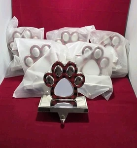 Dog Paw Print Stocking Holder Picture Frame Buffalo Plaid - Picture 1 of 4