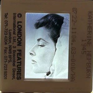 Original 35mm Transparency Slide Photo of Katherine Hepburn from 1945 B & W - Picture 1 of 2