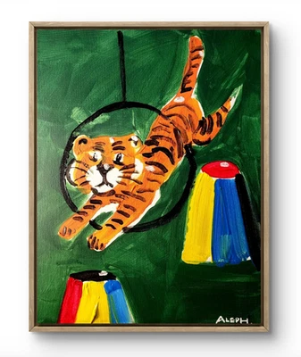 Arte Original Tigre 14x11 Figurativo Abstracto Expresionista Pintura Foto 1 de 4