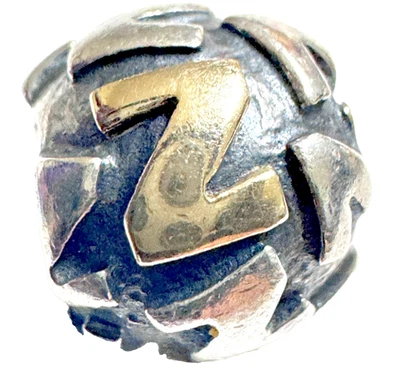 Pandora Retirado Plata de Ley y Oro 14K Alfabeto Cuentas Letra Z - 790298Z Foto 1 de 4