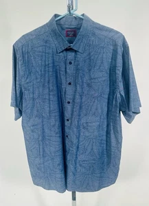 UNTUCKit Hawaiian Palm Leaves Mens Button Up Short Sleeve Shirt | Blue | 2XL - Picture 1 of 3