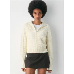 SUNDAY BEST | Aritzia Octavia cremefarbener Kapuzenpullover aus Wollmischung mit Zopfmuster und Reißverschluss | Medium - Bild 1 von 7