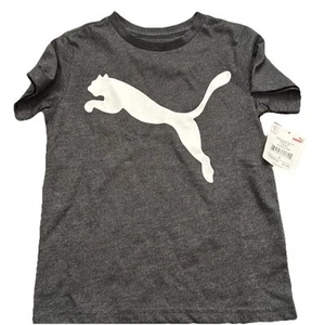 Puma Girls Black Heather Big Cat Logo Short Sleeve T-shirt Size 6 NWT - Picture 1 of 5