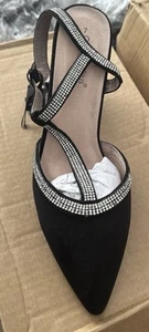 Comfort Plus Diamanté Heel pointed shoes PU black Size UK 7 wider fitting - Imagen 1 de 6