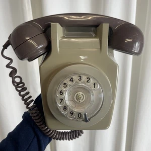 Vintage Telephone GPO 711 Wall Mountable 1970s Khaki Avocado And Brown Untested - Picture 1 of 7
