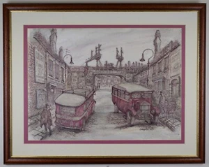 Spennymoor in 1929. Original Mixed media by listed artist Olly Burton circa 1990 - Picture 1 of 10