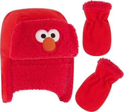 Conjunto de gorro y mitones de invierno Sesame Street Elmo, niños pequeños de 2 a 4 años Foto 1 de 4