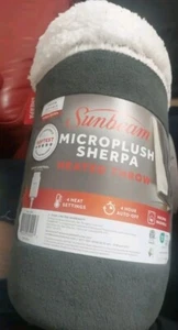 Heated Blanket Sunbeam Throw Microplush Sherpa, 4 Heat Settings,Electric 50x60 - Picture 1 of 1