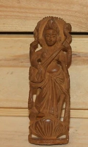 Vintage Asiatische Handschnitzerei Holz Statuette Hindu Gottheit - Bild 1 von 7
