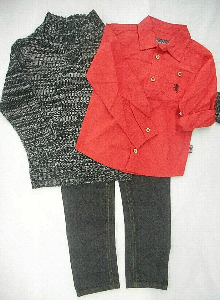 Boys English Laundry $68 Sweater/Dress Shirt/Jeans 3PC. Set Sizes 4, 5, & 6 - Image 1 of 4