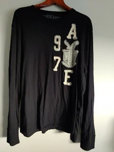 American Eagle Outfitters Men's Long Sleeve Shirt Black Size XL Logo NY - Foto 1 di 3